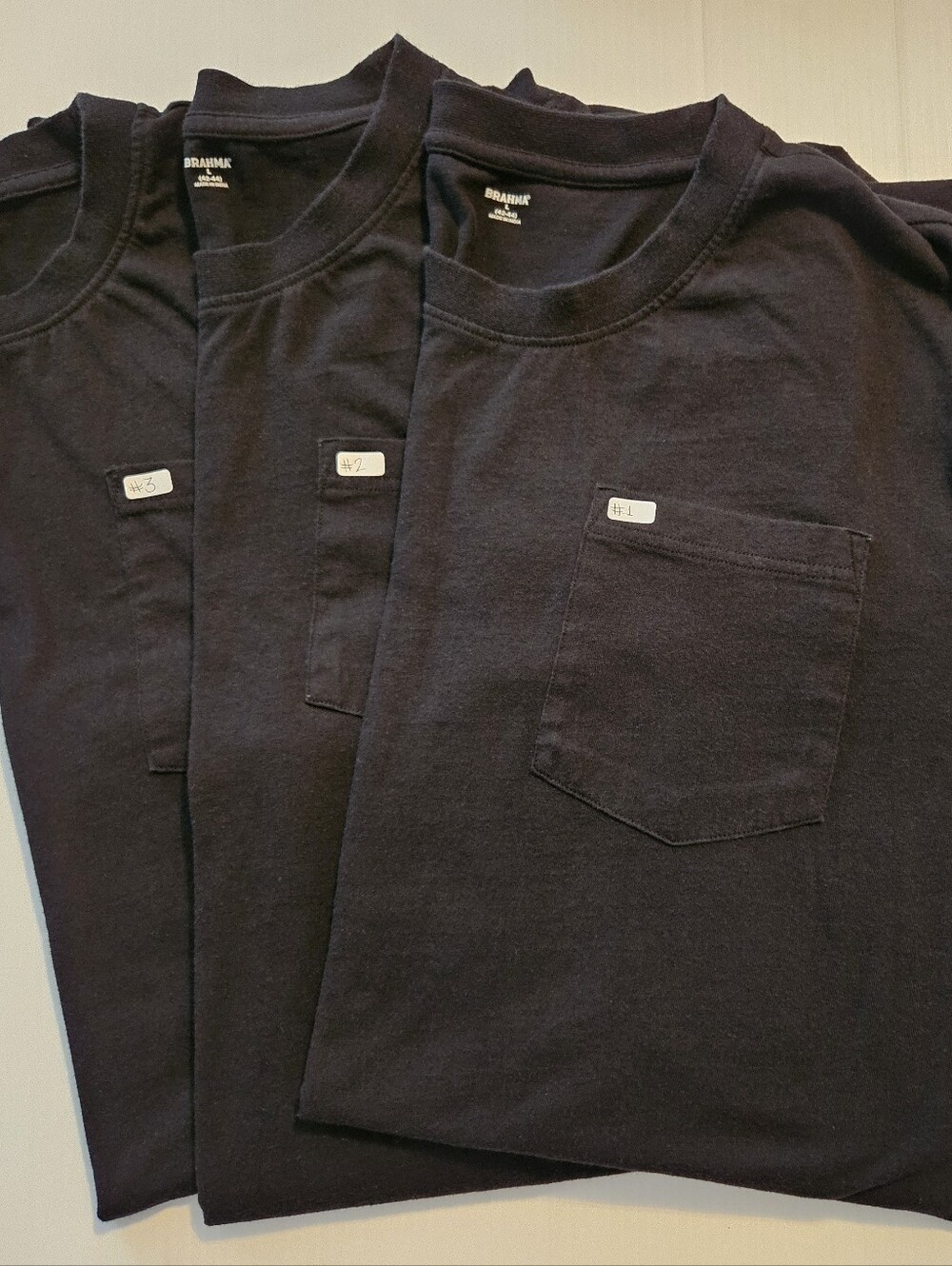 3-ct Mens Brahma Black Pocket Tees